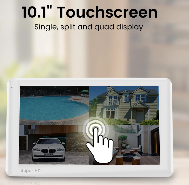 Home Security Camera System 3MP Cameras 10" Touchscreen Monitor Two-Way Audio Local Recording SD Card HDD Night Vision