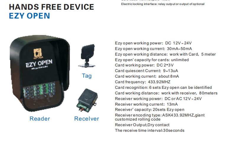 Card Reader Entry Hands Free